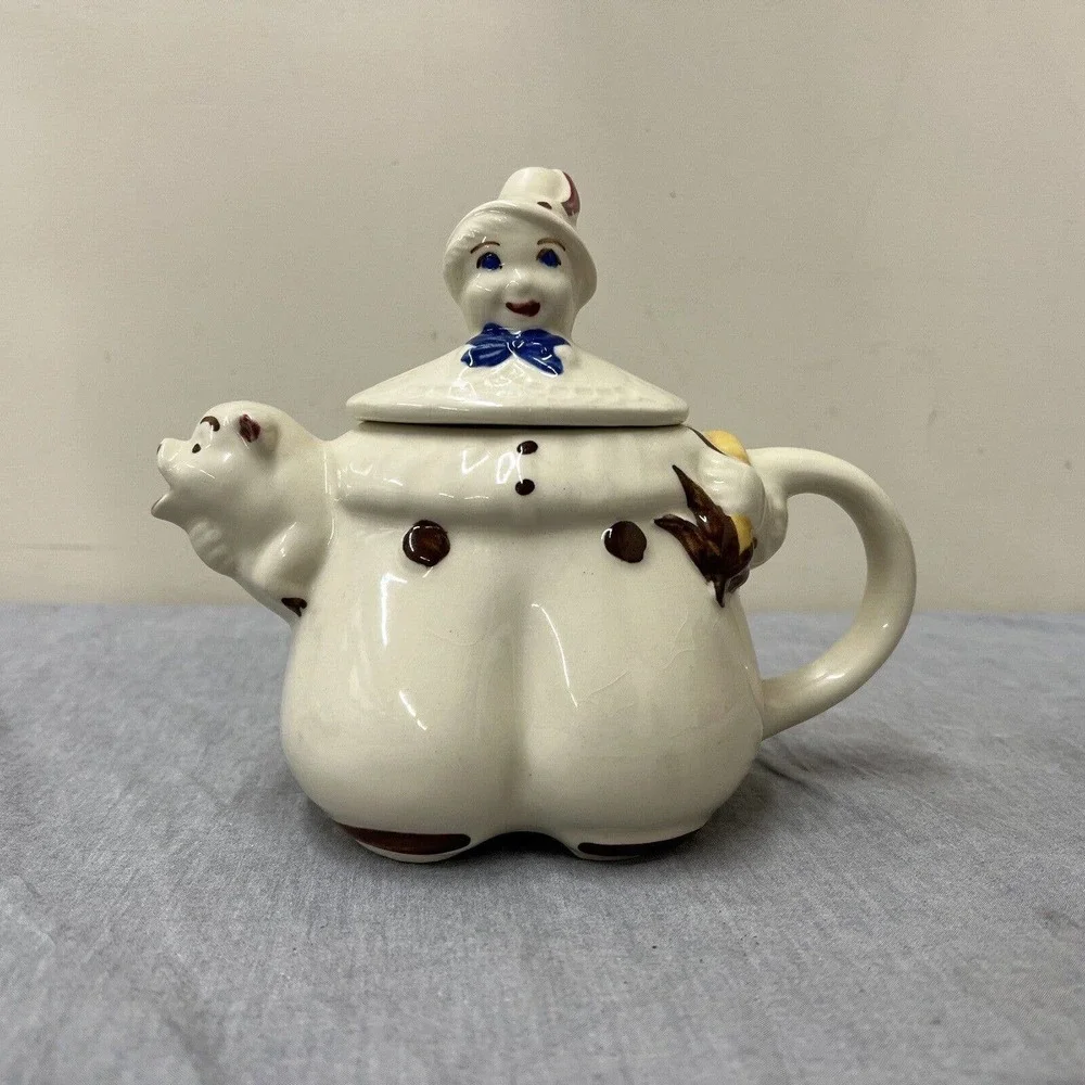 Tom the Pipers Son 7” Porcelain Tea Pot Vintage 1940’s Shawnee Pottery FS Chrty